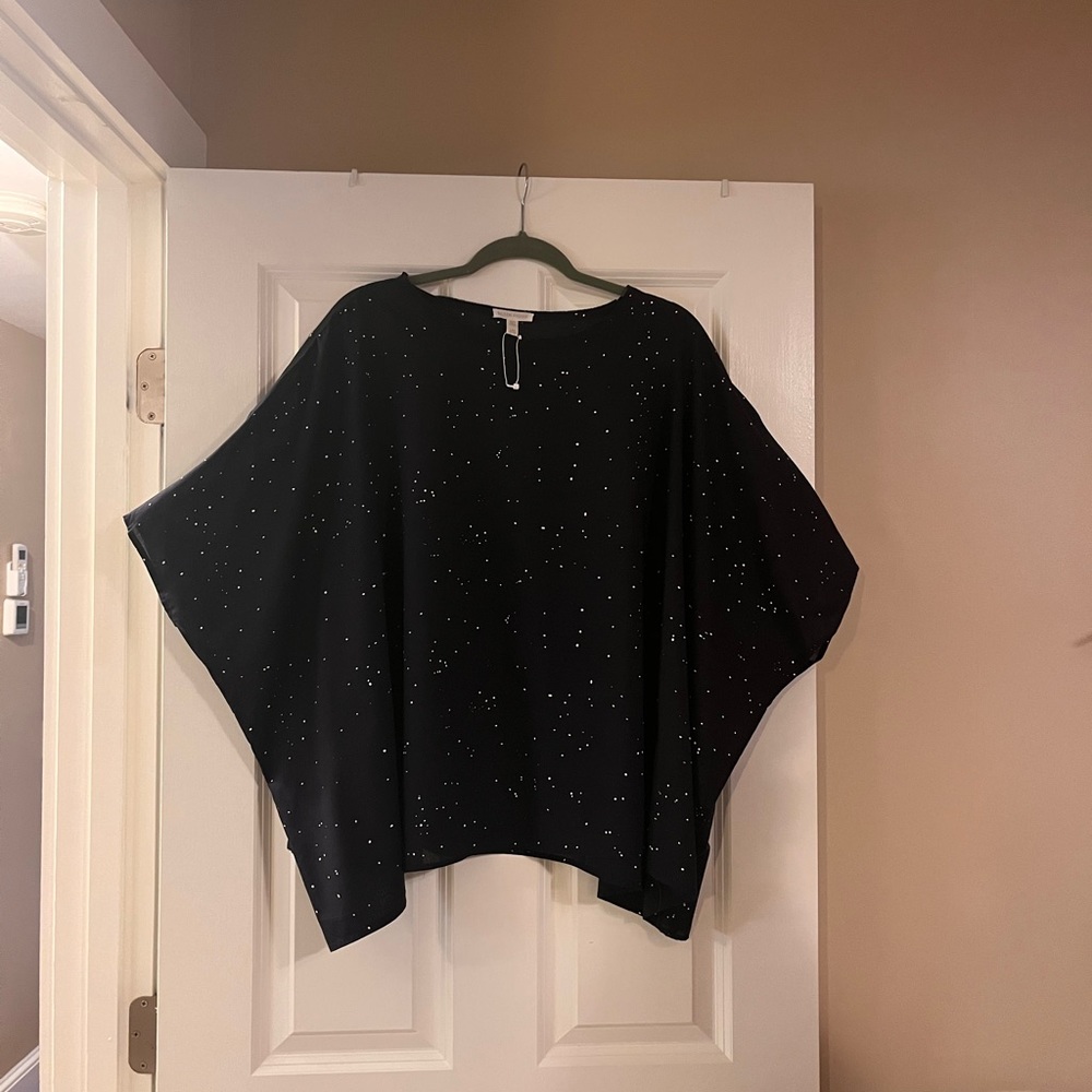 Eileen Fisher blue with white specks 100% organic cotton top.